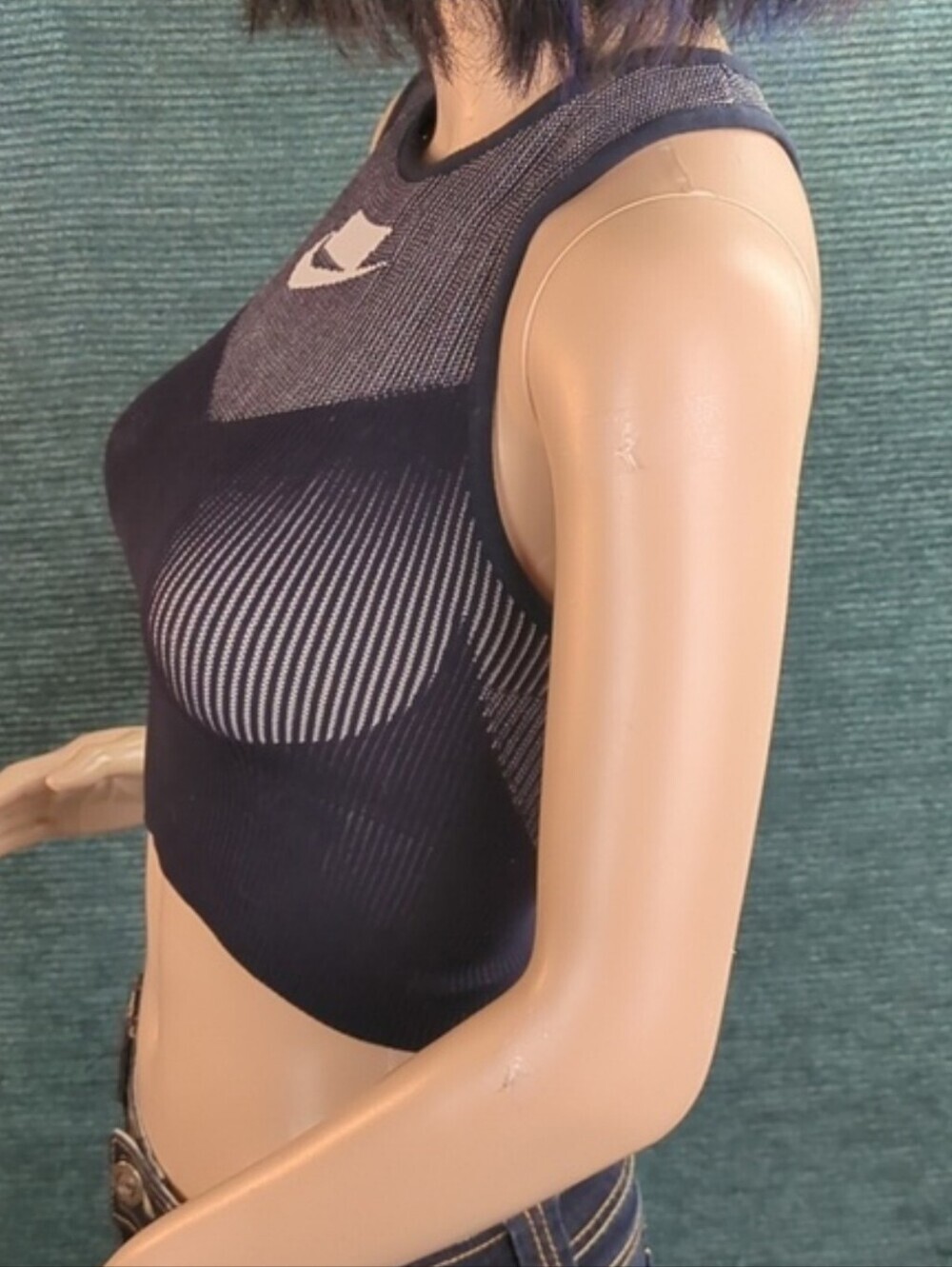 Nike Tech Knit Cropped Racerback Tank, Blue - Picture 5 of 8